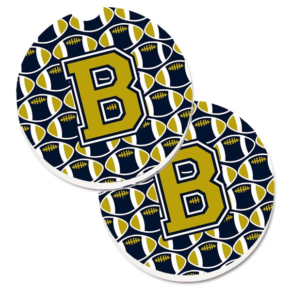 Carolines Treasures Letter B Football Blue and Gold Cup Holder Car Coaster, PK2 CJ1074-BCARC - main